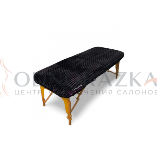Чехол на косметологическую кушетку. Черный. Махра полированный велсофт в фактурную полоску. 220*87 см.
