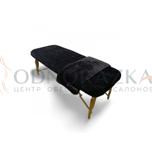 Набор на косметологическую кушетку. Черный. Махра полированный велсофт в фактурную полоску. Чехол+плед