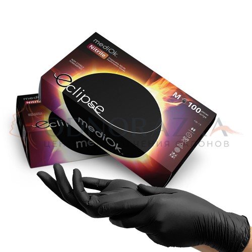 Перчатки нитриловые черные 5,2 г. МедиОк Nitrile Eclipse (плотные)