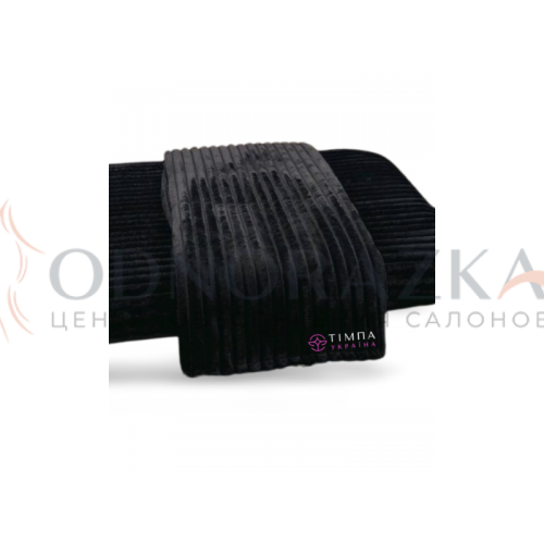 Плед на косметологическую кушетку. Черный. Махра полированный велсофт в фактурную полоску. 110см*180 см.